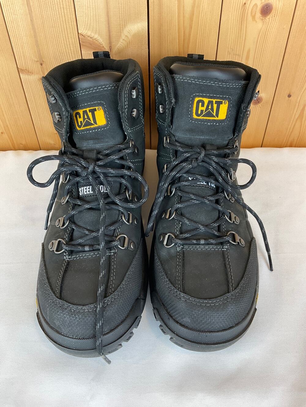 CAT Men's Threshold Waterproof Steel Toe Work Boots, Black- Size Men's 11.5 Wide